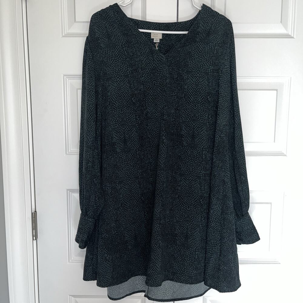 A New Day Women’s green black Size M Dress Long Sleeve Short length New E22
